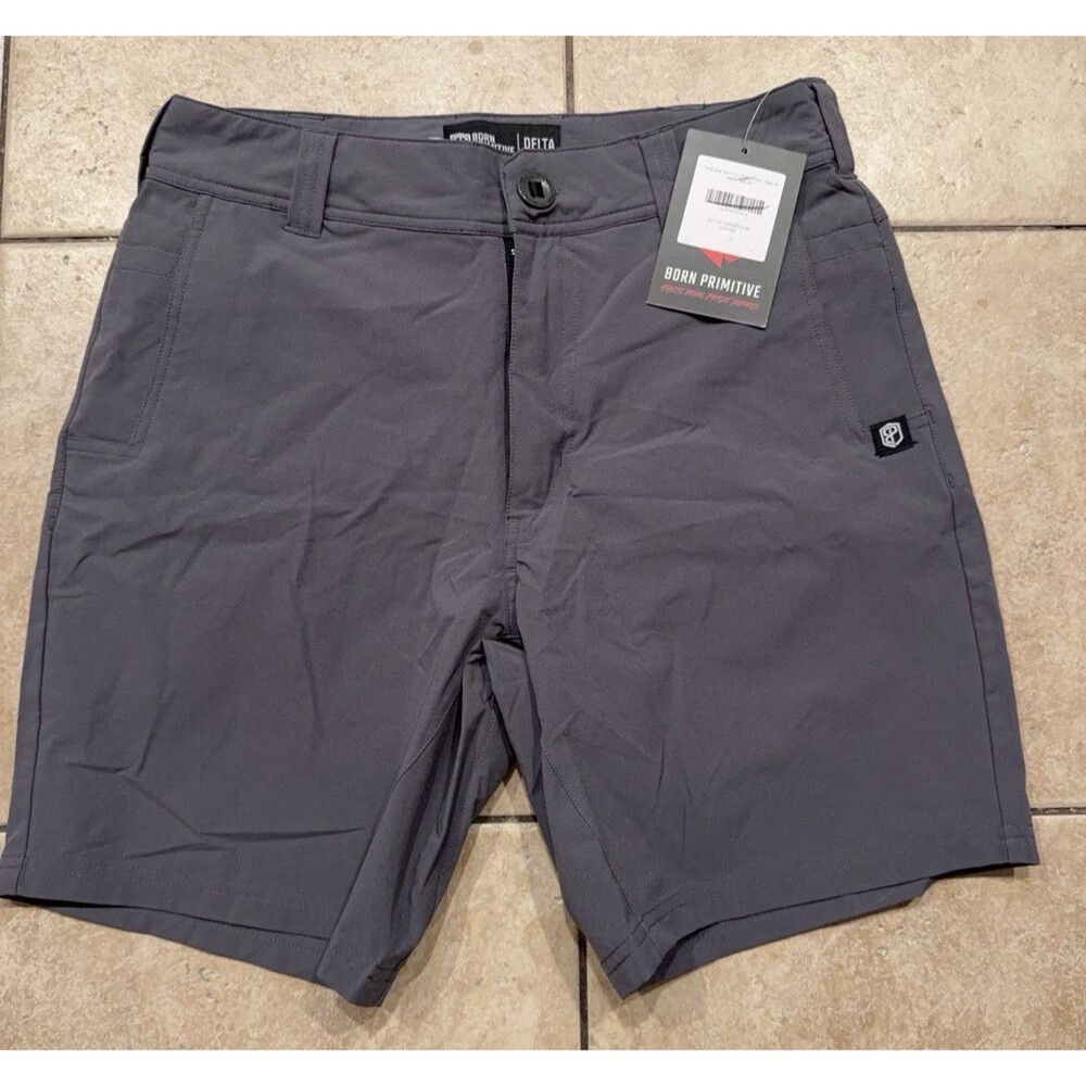 Born Primitive Delta Shorts Mens 30 Grey Performance Athletic Golf Casual NEW